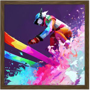 Artery8 Wall Art Print Skier Ski Skiing Action Jump Motion Vibrant Watercolour Multicoloured Snow Winter Sport Square Framed Picture 16X16 Inch Brown W16" x H16" Artery8 Wall Art Print Skier Ski Skiing Action Jump Motion Vibrant Watercolour Multicoloured Snow Winter Sport Square Framed Picture 16X16 Inch Brown W16" x H16"