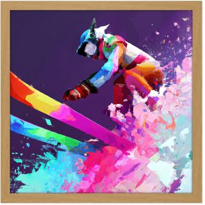 Artery8 Wall Art Print Skier Ski Skiing Action Jump Motion Vibrant Watercolour Multicoloured Snow Winter Sport Square Framed Picture 16X16 Inch Light Oak W16" x H16" Artery8 Wall Art Print Skier Ski Skiing Action Jump Motion Vibrant Watercolour Multicoloured Snow Winter Sport Square Framed Picture 16X16 Inch Light Oak W16" x H16"