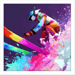 Artery8 Wall Art Print Skier Ski Skiing Action Jump Motion Vibrant Watercolour Multicoloured Snow Winter Sport Square Framed Picture 16X16 Inch White W16" x H16" Artery8 Wall Art Print Skier Ski Skiing Action Jump Motion Vibrant Watercolour Multicoloured Snow Winter Sport Square Framed Picture 16X16 Inch White W16" x H16"