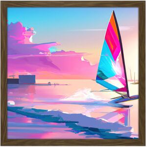 Artery8 Wall Art Print Pink Skies Seascape Windsurfer Windsurfing Bright Vibrant Watercolour Sport Square Framed Picture 16X16 Inch Brown W16" x H16" Artery8 Wall Art Print Pink Skies Seascape Windsurfer Windsurfing Bright Vibrant Watercolour Sport Square Framed Picture 16X16 Inch Brown W16" x H16"