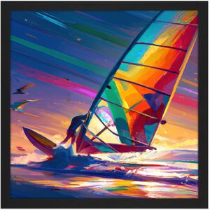 Artery8 Wall Art Print Windsurfer Windsurfing Retro Vibrant Multicoloured Bright Watercolour Water Sport Square Framed Picture 16X16 Inch Black W16" x H16" Artery8 Wall Art Print Windsurfer Windsurfing Retro Vibrant Multicoloured Bright Watercolour Water Sport Square Framed Picture 16X16 Inch Black W16" x H16"