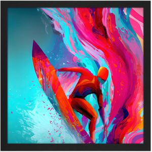 Artery8 Wall Art Print Surfer Riding Wave Sea Abstract Vibrant Bright Watercolour Surfing Pink Turquoise Water Sport Square Framed Picture 16X16 Inch Black W16" x H16" Artery8 Wall Art Print Surfer Riding Wave Sea Abstract Vibrant Bright Watercolour Surfing Pink Turquoise Water Sport Square Framed Picture 16X16 Inch Black W16" x H16"