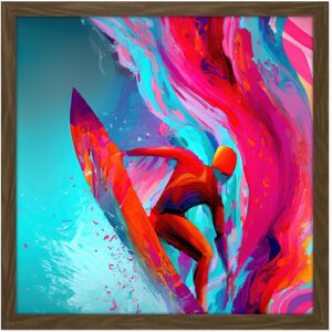 Artery8 Wall Art Print Surfer Riding Wave Sea Abstract Vibrant Bright Watercolour Surfing Pink Turquoise Water Sport Square Framed Picture 16X16 Inch Brown W16" x H16" Artery8 Wall Art Print Surfer Riding Wave Sea Abstract Vibrant Bright Watercolour Surfing Pink Turquoise Water Sport Square Framed Picture 16X16 Inch Brown W16" x H16"