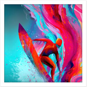 Artery8 Wall Art Print Surfer Riding Wave Sea Abstract Vibrant Bright Watercolour Surfing Pink Turquoise Water Sport Square Framed Picture 16X16 Inch White W16" x H16" Artery8 Wall Art Print Surfer Riding Wave Sea Abstract Vibrant Bright Watercolour Surfing Pink Turquoise Water Sport Square Framed Picture 16X16 Inch White W16" x H16"