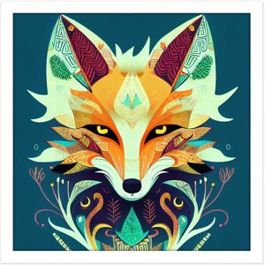 Artery8 Wall Art Print Contemporary Folk Style Fox Abstract Face Portrait Orange Teal Square Framed Picture 16X16 Inch in White Size: W16" x H16" White W16" x H16" Artery8 Wall Art Print Contemporary Folk Style Fox Abstract Face Portrait Orange Teal Square Framed Picture 16X16 Inch in White Size: W16" x H16" White W16" x H16"