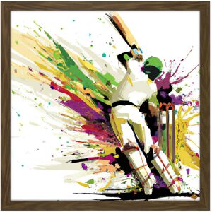 Artery8 Wall Art Print Sports in Motion Cricket Batsman Splatter Style Painting Square Framed Picture 16X16 Inch in Brown Size: W16" x H16" Brown W16" x H16" Artery8 Wall Art Print Sports in Motion Cricket Batsman Splatter Style Painting Square Framed Picture 16X16 Inch in Brown Size: W16" x H16" Brown W16" x H16"