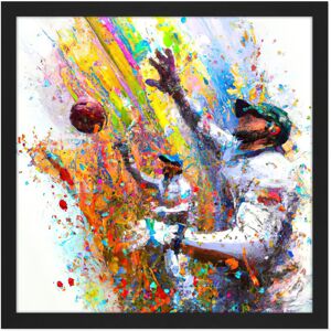 Artery8 Wall Art Print Vibrant Cricket Fielders Sports Ball Oil Splatter Painting Square Framed Picture 16X16 Inch in Black Size: W16" x H16" Black W16" x H16" Artery8 Wall Art Print Vibrant Cricket Fielders Sports Ball Oil Splatter Painting Square Framed Picture 16X16 Inch in Black Size: W16" x H16" Black W16" x H16"