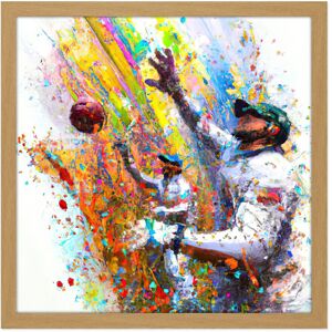 Artery8 Wall Art Print Vibrant Cricket Fielders Sports Ball Oil Splatter Painting Square Framed Picture 16X16 Inch in Light Oak Size: W16" x H16" Light Oak W16" x H16" Artery8 Wall Art Print Vibrant Cricket Fielders Sports Ball Oil Splatter Painting Square Framed Picture 16X16 Inch in Light Oak Size: W16" x H16" Light Oak W16" x H16"