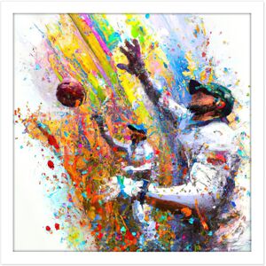 Artery8 Wall Art Print Vibrant Cricket Fielders Sports Ball Oil Splatter Painting Square Framed Picture 16X16 Inch in White Size: W16" x H16" White W16" x H16" Artery8 Wall Art Print Vibrant Cricket Fielders Sports Ball Oil Splatter Painting Square Framed Picture 16X16 Inch in White Size: W16" x H16" White W16" x H16"