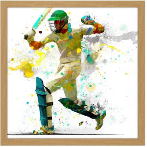 Artery8 Wall Art Print Sports Cricket Batsman Motion Throw Splatter Oil Painting Square Framed Picture 16X16 Inch in Light Oak Size: W16" x H16" Light Oak W16" x H16" Artery8 Wall Art Print Sports Cricket Batsman Motion Throw Splatter Oil Painting Square Framed Picture 16X16 Inch in Light Oak Size: W16" x H16" Light Oak W16" x H16"
