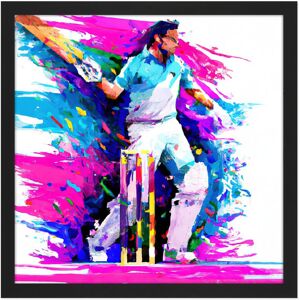 Artery8 Wall Art Print Sports Cricket Colourful Pink Blue Batsman Watercolour Oil Painting Square Framed Picture 16X16 Inch Size: W16" x H16" Black W16" x H16" Artery8 Wall Art Print Sports Cricket Colourful Pink Blue Batsman Watercolour Oil Painting Square Framed Picture 16X16 Inch Size: W16" x H16" Black W16" x H16"