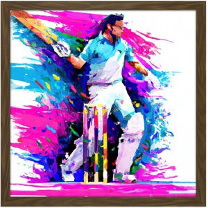 Artery8 Wall Art Print Sports Cricket Colourful Pink Blue Batsman Watercolour Oil Painting Square Framed Picture 16X16 Inch Size: W16" x H16" Brown W16" x H16" Artery8 Wall Art Print Sports Cricket Colourful Pink Blue Batsman Watercolour Oil Painting Square Framed Picture 16X16 Inch Size: W16" x H16" Brown W16" x H16"