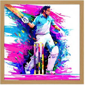 Artery8 Wall Art Print Sports Cricket Colourful Pink Blue Batsman Watercolour Oil Painting Square Framed Picture 16X16 Inch Size: W16" x H16" Light Oak W16" x H16" Artery8 Wall Art Print Sports Cricket Colourful Pink Blue Batsman Watercolour Oil Painting Square Framed Picture 16X16 Inch Size: W16" x H16" Light Oak W16" x H16"