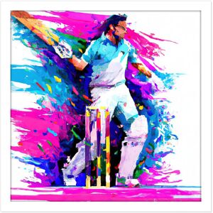 Artery8 Wall Art Print Sports Cricket Colourful Pink Blue Batsman Watercolour Oil Painting Square Framed Picture 16X16 Inch Size: W16" x H16" White W16" x H16" Artery8 Wall Art Print Sports Cricket Colourful Pink Blue Batsman Watercolour Oil Painting Square Framed Picture 16X16 Inch Size: W16" x H16" White W16" x H16"