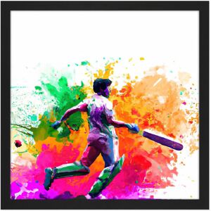 Artery8 Wall Art Print Indian Cricket Batsman Sports Colour Burst Splatter Orange Pink Painting Square Framed Picture 16X16 Inch Size: W16" x H16" Black W16" x H16" Artery8 Wall Art Print Indian Cricket Batsman Sports Colour Burst Splatter Orange Pink Painting Square Framed Picture 16X16 Inch Size: W16" x H16" Black W16" x H16"