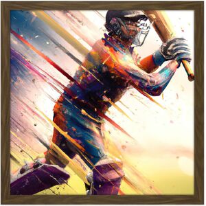 Artery8 Wall Art Print Cricket Batsman Swings Action Sports Splatter Oil Painting Square Framed Picture 16X16 Inch in Brown Size: W16" x H16" Brown W16" x H16" Artery8 Wall Art Print Cricket Batsman Swings Action Sports Splatter Oil Painting Square Framed Picture 16X16 Inch in Brown Size: W16" x H16" Brown W16" x H16"