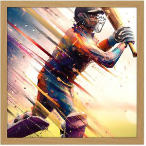 Artery8 Wall Art Print Cricket Batsman Swings Action Sports Splatter Oil Painting Square Framed Picture 16X16 Inch in Light Oak Size: W16" x H16" Light Oak W16" x H16" Artery8 Wall Art Print Cricket Batsman Swings Action Sports Splatter Oil Painting Square Framed Picture 16X16 Inch in Light Oak Size: W16" x H16" Light Oak W16" x H16"