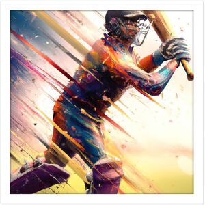Artery8 Wall Art Print Cricket Batsman Swings Action Sports Splatter Oil Painting Square Framed Picture 16X16 Inch in White Size: W16" x H16" White W16" x H16" Artery8 Wall Art Print Cricket Batsman Swings Action Sports Splatter Oil Painting Square Framed Picture 16X16 Inch in White Size: W16" x H16" White W16" x H16"