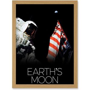 Artery8 NASA Our Solar System Moon Apollo 17 Moonwalk American Flag Artwork Framed Wall Art Print A4 in Light Oak Light Oak Artery8 NASA Our Solar System Moon Apollo 17 Moonwalk American Flag Artwork Framed Wall Art Print A4 in Light Oak Light Oak