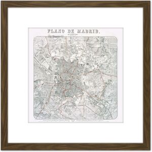 Artery8 Map Antique Morales 1879 Madrid City Plan Old Replica 8X8 Inch Square Wooden Framed Wall Art Print Picture with Mount in Brown Brown Artery8 Map Antique Morales 1879 Madrid City Plan Old Replica 8X8 Inch Square Wooden Framed Wall Art Print Picture with Mount in Brown Brown