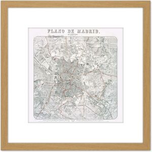 Artery8 Map Antique Morales 1879 Madrid City Plan Old Replica 8X8 Inch Square Wooden Framed Wall Art Print Picture with Mount in Light Oak Light Oak Artery8 Map Antique Morales 1879 Madrid City Plan Old Replica 8X8 Inch Square Wooden Framed Wall Art Print Picture with Mount in Light Oak Light Oak