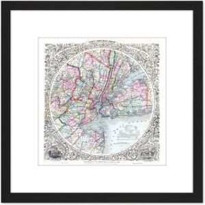 Artery8 Map 1879 Colton Thirty Three Miles Around New York City 8X8 Inch Square Wooden Framed Wall Art Print Picture with Mount in Black Black Artery8 Map 1879 Colton Thirty Three Miles Around New York City 8X8 Inch Square Wooden Framed Wall Art Print Picture with Mount in Black Black