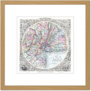 Artery8 Map 1879 Colton Thirty Three Miles Around New York City 8X8 Inch Square Wooden Framed Wall Art Print Picture with Mount in Light Oak Light Oak Artery8 Map 1879 Colton Thirty Three Miles Around New York City 8X8 Inch Square Wooden Framed Wall Art Print Picture with Mount in Light Oak Light Oak