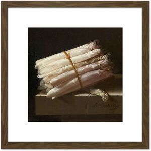 Artery8 Adriaen Coorte Still Life With Asparagus Painting 8X8 Inch Square Wooden Framed Wall Art Print Picture with Mount in Brown Brown Artery8 Adriaen Coorte Still Life With Asparagus Painting 8X8 Inch Square Wooden Framed Wall Art Print Picture with Mount in Brown Brown