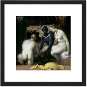 Artery8 Van Haarlem Bathsheba At Her Toilet Painting 8X8 Inch Square Wooden Framed Wall Art Print Picture with Mount in Black Black Artery8 Van Haarlem Bathsheba At Her Toilet Painting 8X8 Inch Square Wooden Framed Wall Art Print Picture with Mount in Black Black