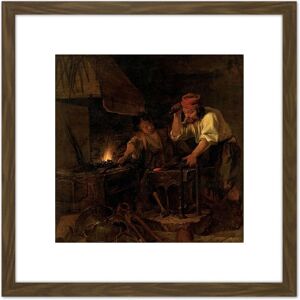 Artery8 Gabriel Metsu The Weapon Smith Painting 8X8 Inch Square Wooden Framed Wall Art Print Picture with Mount in Brown Brown Artery8 Gabriel Metsu The Weapon Smith Painting 8X8 Inch Square Wooden Framed Wall Art Print Picture with Mount in Brown Brown