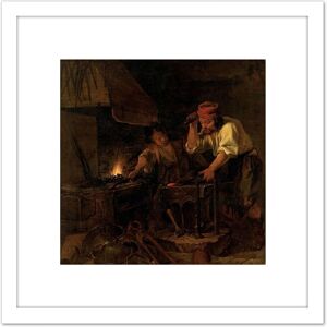 Artery8 Gabriel Metsu The Weapon Smith Painting 8X8 Inch Square Wooden Framed Wall Art Print Picture with Mount in White White Artery8 Gabriel Metsu The Weapon Smith Painting 8X8 Inch Square Wooden Framed Wall Art Print Picture with Mount in White White