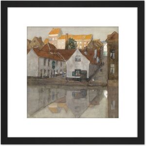 Artery8 Breitner Achterbuurt In Gent House River Painting 8X8 Inch Square Wooden Framed Wall Art Print Picture with Mount in Black Black Artery8 Breitner Achterbuurt In Gent House River Painting 8X8 Inch Square Wooden Framed Wall Art Print Picture with Mount in Black Black