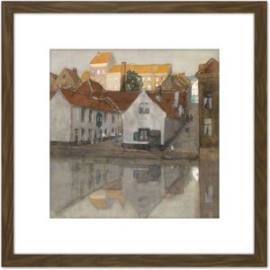 Artery8 Breitner Achterbuurt In Gent House River Painting 8X8 Inch Square Wooden Framed Wall Art Print Picture with Mount in Brown Brown Artery8 Breitner Achterbuurt In Gent House River Painting 8X8 Inch Square Wooden Framed Wall Art Print Picture with Mount in Brown Brown