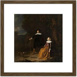Artery8 Gerard Dou Portrait Couple In Landscape Painting 8X8 Inch Square Wooden Framed Wall Art Print Picture with Mount in Brown Brown Artery8 Gerard Dou Portrait Couple In Landscape Painting 8X8 Inch Square Wooden Framed Wall Art Print Picture with Mount in Brown Brown