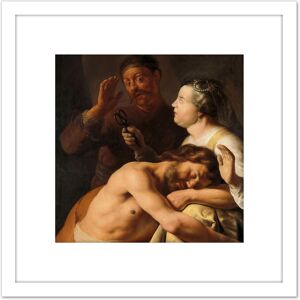 Artery8 Jan Lievens Samson & Delilah Bible Paitning 8X8 Inch Square Wooden Framed Wall Art Print Picture with Mount in White White Artery8 Jan Lievens Samson & Delilah Bible Paitning 8X8 Inch Square Wooden Framed Wall Art Print Picture with Mount in White White