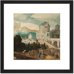 Artery8 Jan Van Scorel Landscape With Bathsheba Painting 8X8 Inch Square Wooden Framed Wall Art Print Picture with Mount in Black Black Artery8 Jan Van Scorel Landscape With Bathsheba Painting 8X8 Inch Square Wooden Framed Wall Art Print Picture with Mount in Black Black