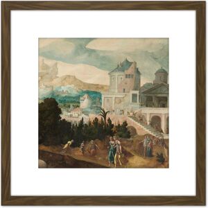 Artery8 Jan Van Scorel Landscape With Bathsheba Painting 8X8 Inch Square Wooden Framed Wall Art Print Picture with Mount in Brown Brown Artery8 Jan Van Scorel Landscape With Bathsheba Painting 8X8 Inch Square Wooden Framed Wall Art Print Picture with Mount in Brown Brown
