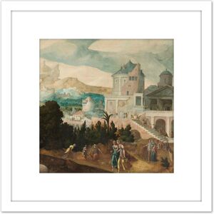 Artery8 Jan Van Scorel Landscape With Bathsheba Painting 8X8 Inch Square Wooden Framed Wall Art Print Picture with Mount in White White Artery8 Jan Van Scorel Landscape With Bathsheba Painting 8X8 Inch Square Wooden Framed Wall Art Print Picture with Mount in White White