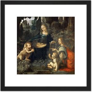 Artery8 Leonardo Da Vinci Virgin Of The Rocks Painting 8X8 Inch Square Wooden Framed Wall Art Print Picture with Mount in Black Black Artery8 Leonardo Da Vinci Virgin Of The Rocks Painting 8X8 Inch Square Wooden Framed Wall Art Print Picture with Mount in Black Black