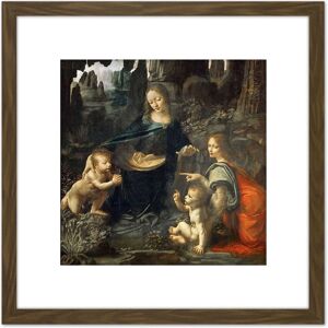 Artery8 Leonardo Da Vinci Virgin Of The Rocks Painting 8X8 Inch Square Wooden Framed Wall Art Print Picture with Mount in Brown Brown Artery8 Leonardo Da Vinci Virgin Of The Rocks Painting 8X8 Inch Square Wooden Framed Wall Art Print Picture with Mount in Brown Brown