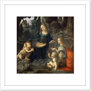 Artery8 Leonardo Da Vinci Virgin Of The Rocks Painting 8X8 Inch Square Wooden Framed Wall Art Print Picture with Mount in White White Artery8 Leonardo Da Vinci Virgin Of The Rocks Painting 8X8 Inch Square Wooden Framed Wall Art Print Picture with Mount in White White