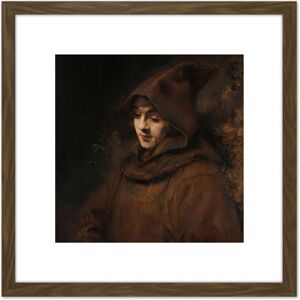 Artery8 Rembrandt Titus Van Rijn In Monks Habit Portrait 8X8 Inch Square Wooden Framed Wall Art Print Picture with Mount in Brown Brown Artery8 Rembrandt Titus Van Rijn In Monks Habit Portrait 8X8 Inch Square Wooden Framed Wall Art Print Picture with Mount in Brown Brown