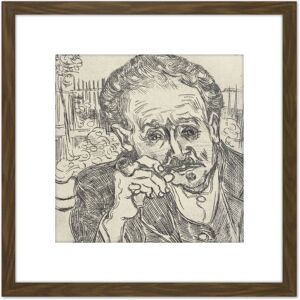 Artery8 Vincent Van Gogh Portrait Dr Gachet Illustration 8X8 Inch Square Wooden Framed Wall Art Print Picture with Mount in Brown Brown Artery8 Vincent Van Gogh Portrait Dr Gachet Illustration 8X8 Inch Square Wooden Framed Wall Art Print Picture with Mount in Brown Brown
