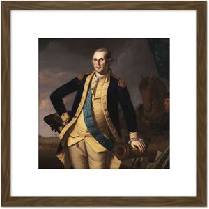 Artery8 Peale George Washington Battle Princeton 8X8 Inch Square Wooden Framed Wall Art Print Picture with Mount in Brown Brown Artery8 Peale George Washington Battle Princeton 8X8 Inch Square Wooden Framed Wall Art Print Picture with Mount in Brown Brown