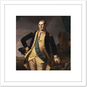 Artery8 Peale George Washington Battle Princeton 8X8 Inch Square Wooden Framed Wall Art Print Picture with Mount in White White Artery8 Peale George Washington Battle Princeton 8X8 Inch Square Wooden Framed Wall Art Print Picture with Mount in White White