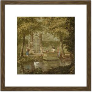 Artery8 Andriessen Dutch Landscape River Boat Painting 8X8 Inch Square Wooden Framed Wall Art Print Picture with Mount in Brown Brown Artery8 Andriessen Dutch Landscape River Boat Painting 8X8 Inch Square Wooden Framed Wall Art Print Picture with Mount in Brown Brown