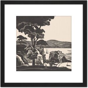 Artery8 Bernard Essers Breton Bay Trees Rocks Bw Landscape 8X8 Inch Square Wooden Framed Wall Art Print Picture with Mount in Black Black Artery8 Bernard Essers Breton Bay Trees Rocks Bw Landscape 8X8 Inch Square Wooden Framed Wall Art Print Picture with Mount in Black Black
