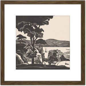 Artery8 Bernard Essers Breton Bay Trees Rocks Bw Landscape 8X8 Inch Square Wooden Framed Wall Art Print Picture with Mount in Brown Brown Artery8 Bernard Essers Breton Bay Trees Rocks Bw Landscape 8X8 Inch Square Wooden Framed Wall Art Print Picture with Mount in Brown Brown