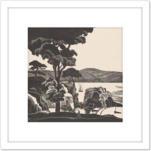 Artery8 Bernard Essers Breton Bay Trees Rocks Bw Landscape 8X8 Inch Square Wooden Framed Wall Art Print Picture with Mount in White White Artery8 Bernard Essers Breton Bay Trees Rocks Bw Landscape 8X8 Inch Square Wooden Framed Wall Art Print Picture with Mount in White White