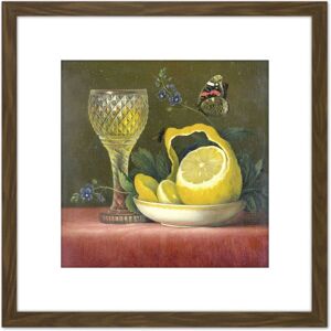 Artery8 Van Os Still Life Lemon & Cut Glass Painting 8X8 Inch Square Wooden Framed Wall Art Print Picture with Mount in Brown Brown Artery8 Van Os Still Life Lemon & Cut Glass Painting 8X8 Inch Square Wooden Framed Wall Art Print Picture with Mount in Brown Brown